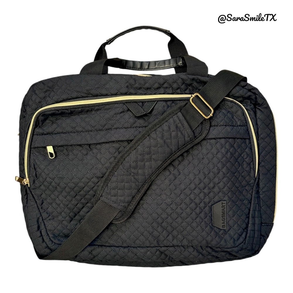 BAGSMART 17.3” Black Quilted Expandable Business Laptop Bag - NWOT - Picture 2 of 10